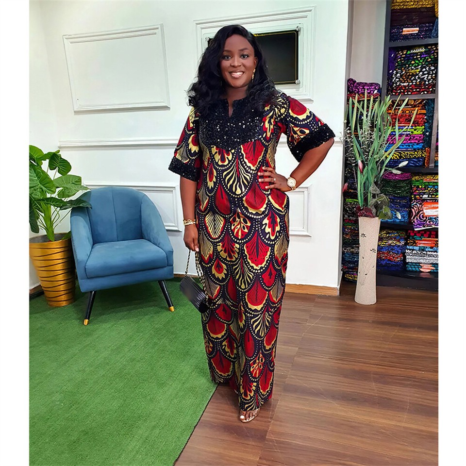 Women’s African Kaftan Abaya – Ankara Dashiki Boubou Evening Dress