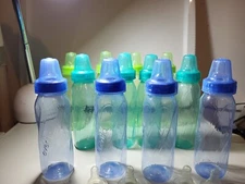 12 Evenflo Classic Baby Bottle 8 oz.  ASSORTED COLORS & 4 Extra Nipples 
