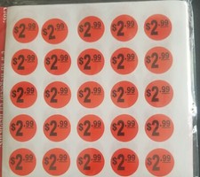 PRICE POINT RETAIL LABELS STICKER OF 500 Labels 1" Round BRIGHT RED  2.99