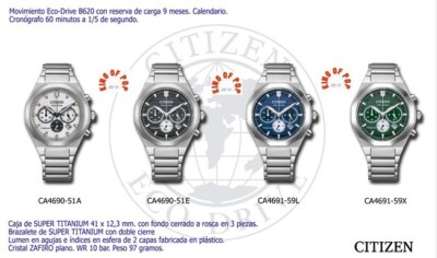 CITIZEN CA4691-59L Chrono Super Titanium Zenshin Senkei ,*FREE