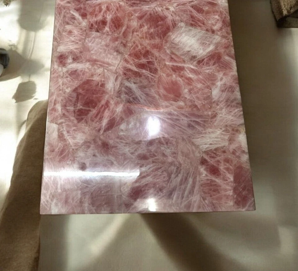 Rose Quartz Stone Sofa Center Dining Table Healing Crystal Luxury Furniture Deco - Image 3 of 4