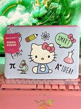 2024 Sanrio Hello Kitty Science Rules Large Blue e mc2 Pencil Pouch Case Zipper