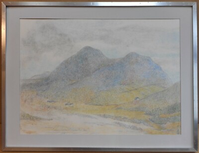 Beara im Nebel, County Cork, Irland. Original Pastell, monogrammiert ES um 1980
