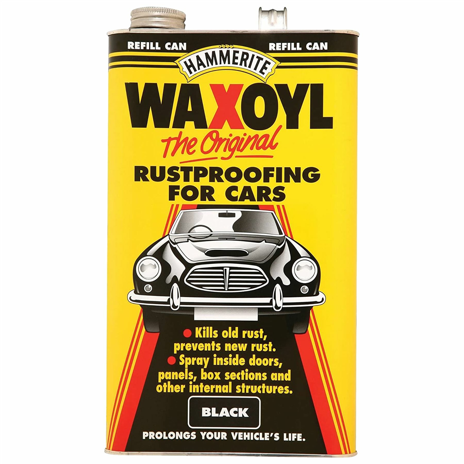 Hammerite 6litre Black Refill WaxOyl Rust Eliminator Proof Prevention + Gun
