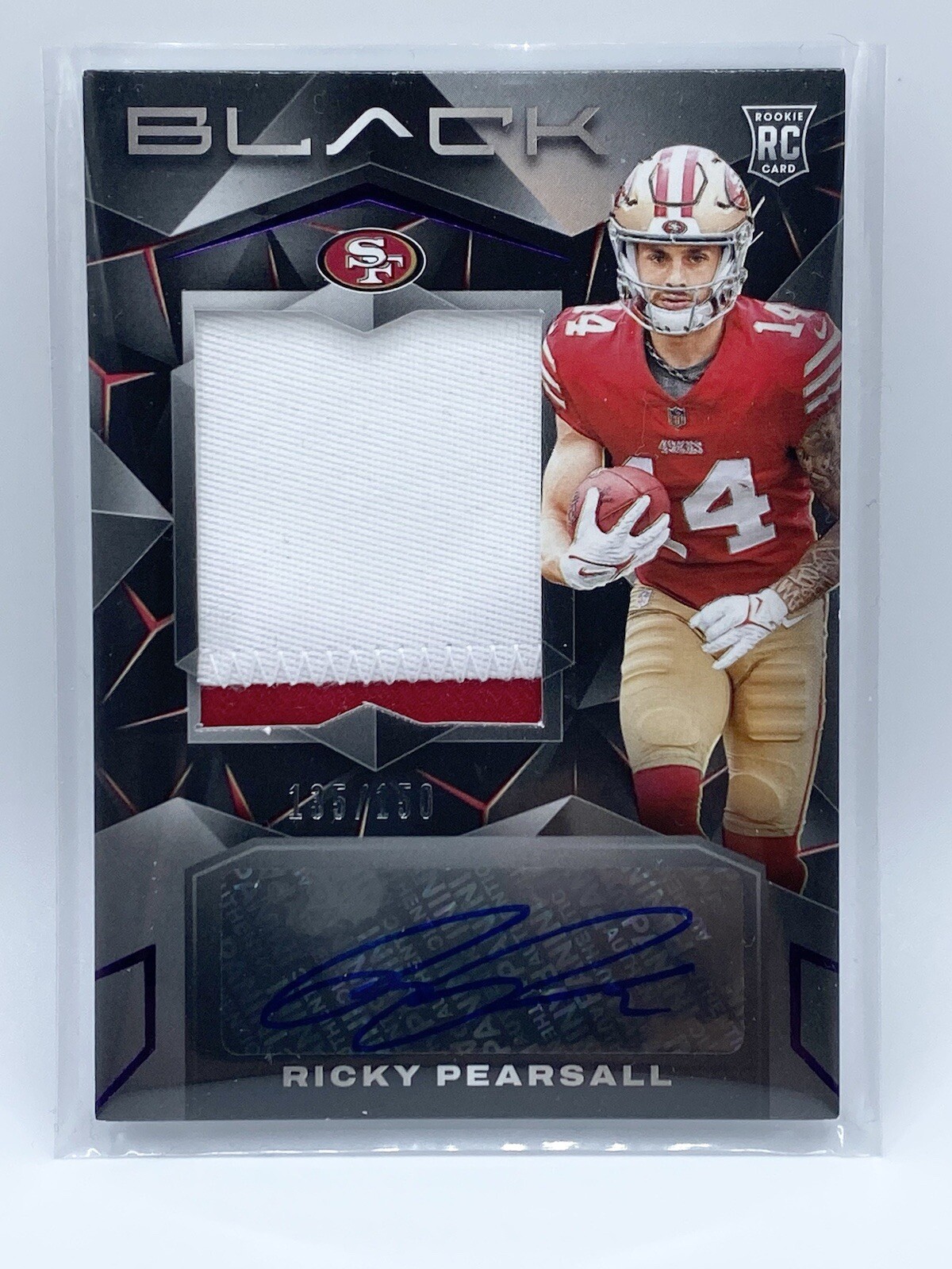 2024 Panini Black - Rookie Patch Autograph Ricky Pearsall #208 Royal /150- 49ers