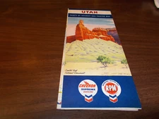1957 Chevron Utah Vintage Road Map / Nice Cover Art