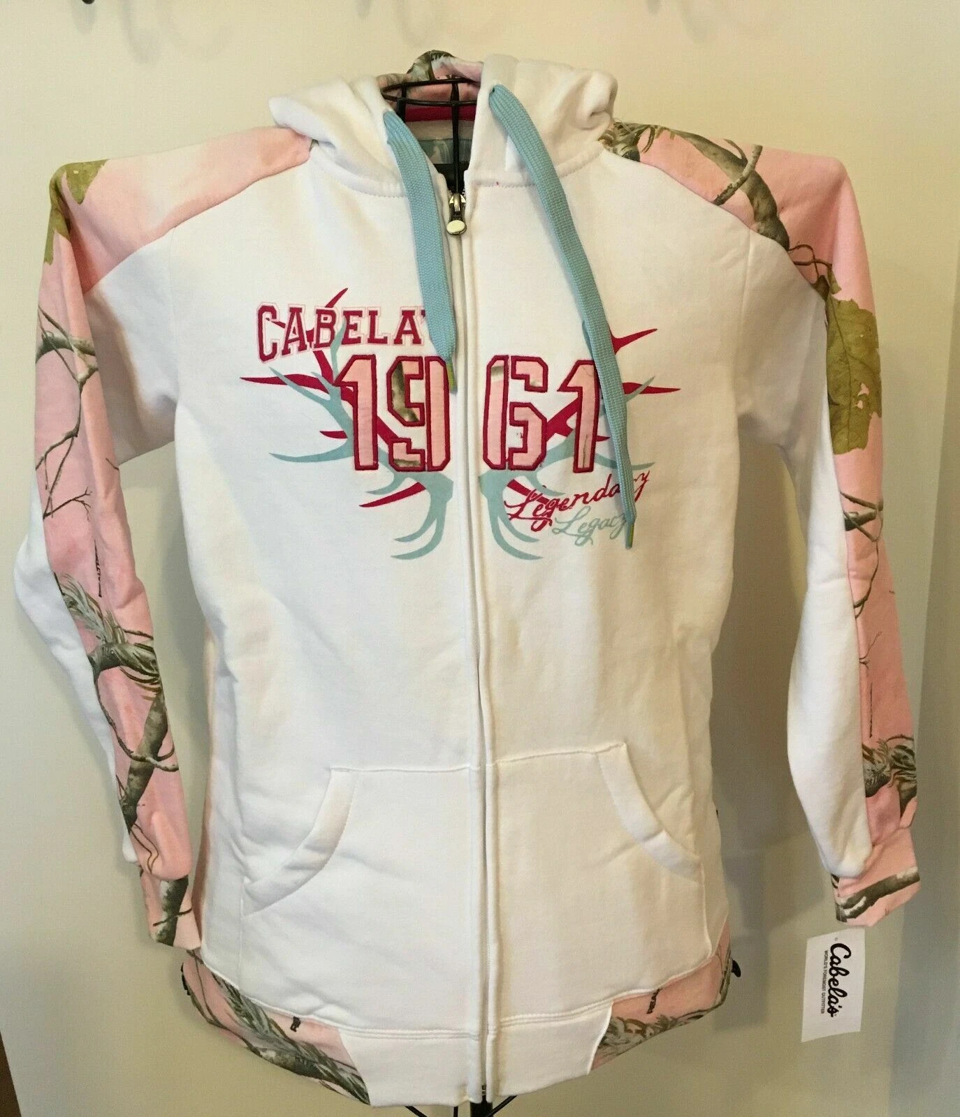 Women's Cabela's Pink & White Realtree Camo Hoodie Full Zip $50