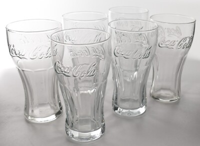 6 x Coca Cola Relief Glas 0,2l Softdrink Kontur Gläser Cocktail Gastro 3381