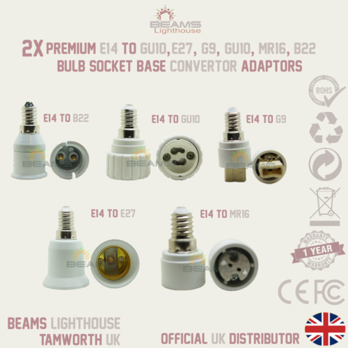 2x E14 SES To MR16 E27 B22 G9 MR16 Light Bulb Adaptor Socket Converter Holders - Afbeelding 1 van 42