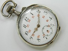 VINTAGE SWISS SILVER HALLMARKED POCKET WATCH -FINE ORNATE CASE 24HR DIAL -REPAIR