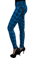 BANNED Apparel Tartan Check Plaid Skinny Punk Emo Stretch Rockabilly Trousers