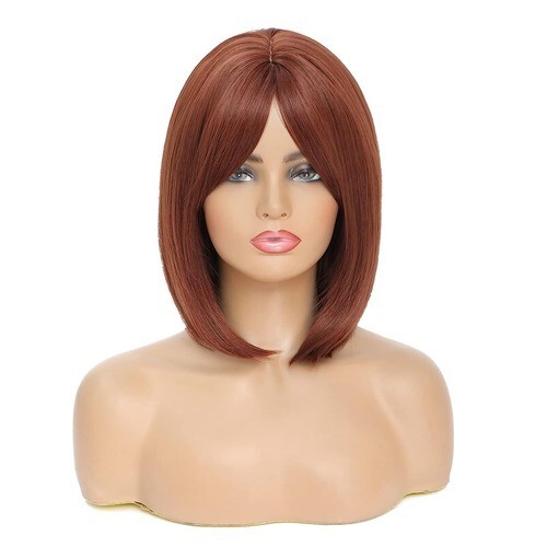 FULL CAP Straight  AUBURN Wig With Bangs For Women *NEW* Amazon.com : PARK YUN Long Straight Auburn Wig with Bangs 26  main image 3