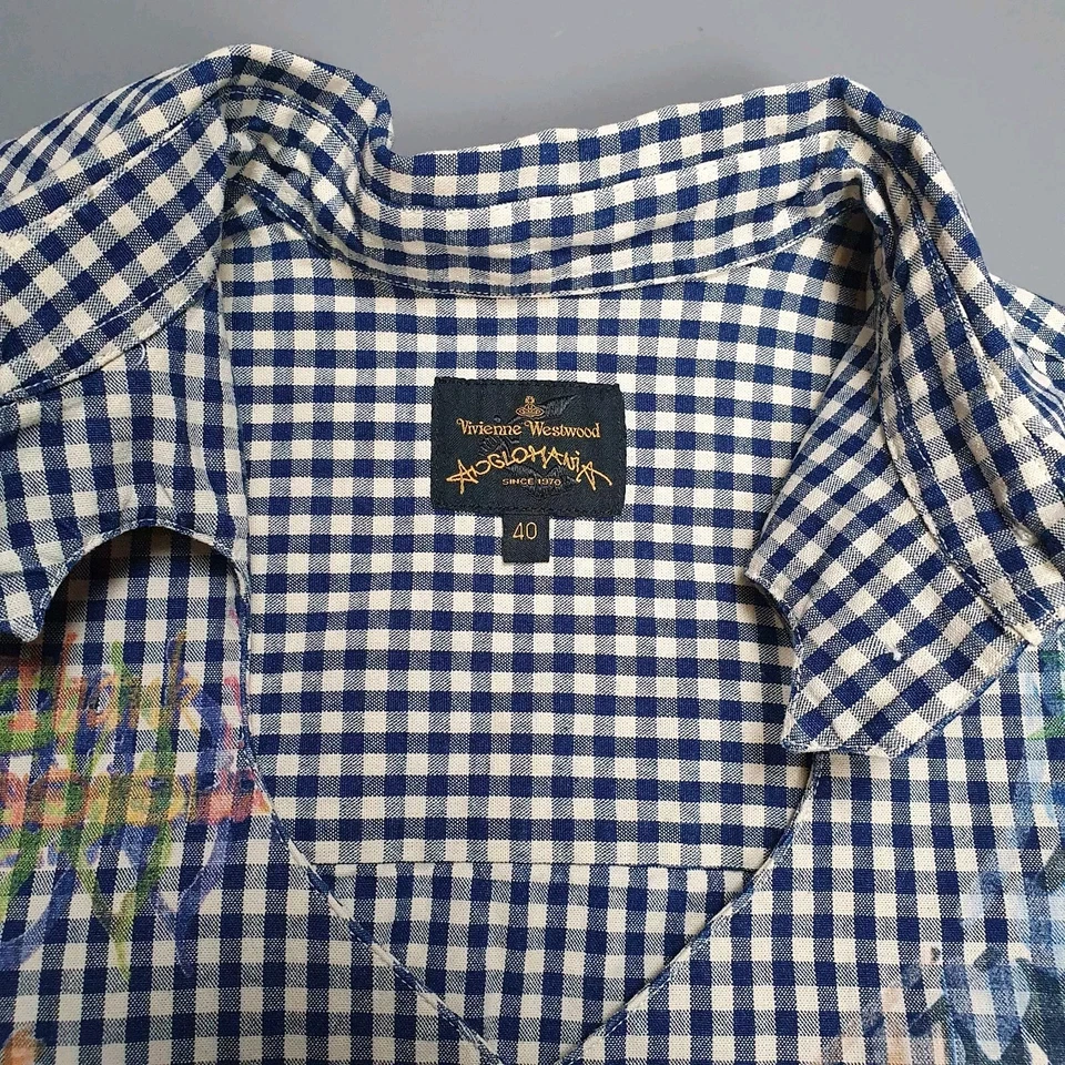 Camisa para mujer Vivienne Westwood manga corta recortada corazón guinga talla 40 (UK8) Foto 4 de 4
