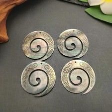 4Pcs Natural Mother of Pearl Hand Carved Spiral Pendant Shell Charms for Jewelry