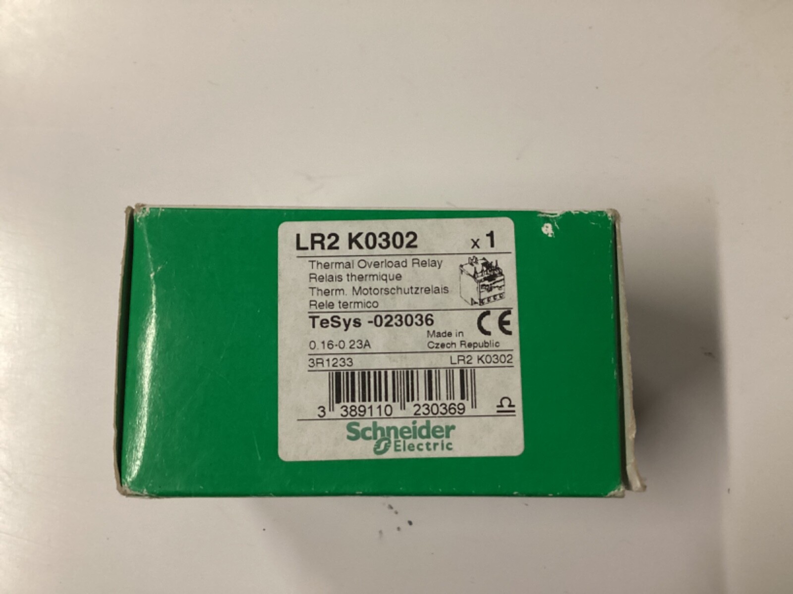 Schneider  LR2K0302  Thermal Overload Relay  0.16-0.23A  PK1844