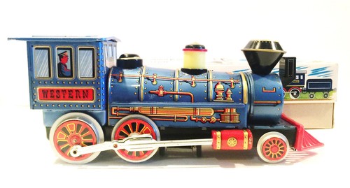 VINTAGE BATTERIEBETRIEBENER MYSTERY ACTION WESTERN SONDERLOK ZINNZUG - Bild 10 von 12