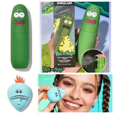 RICK AND MORTY Pickle Rick Setting Spray & Mr. Meeseeks Beauty Sponge Sheglam