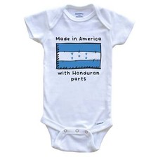 Made In America With Honduran Parts Honduras Flag One Piece Baby Bodysuit
