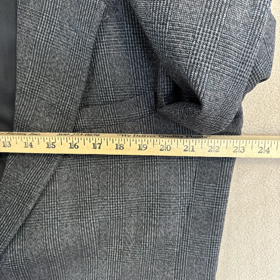Traje de hombre John Henry 44L largo 2 piezas gris negro a cuadros 36x34 poli rayón 2 BTN Foto 4 de 4