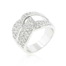 Cubic Zirconia Knot Wide Band Ring