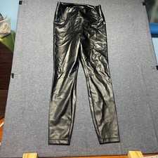 WHBM Women  s Pants Size 8P Black Faux Leather Runway Legging Pull-On Slim Fit