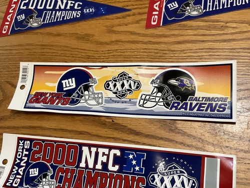 NFL Giants Ravens Vintage Football Stickers & Mini Pennants Lot - Picture 4 of 4