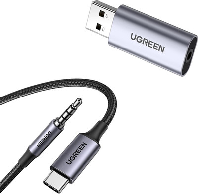 UGREEN USB to Audio Jack USB External Sound Card 3.5Mm Audio Adapter 2 in 1 USB