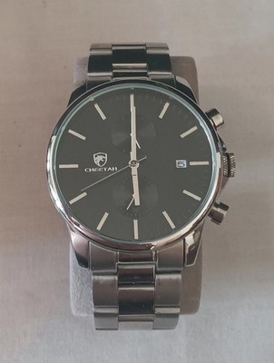 silberne Cheetah Herren-Chronograph-Armbanduhr mit Edelstahlband
