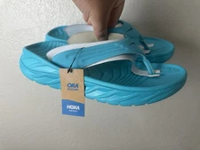 Brand New Mens Hoka One One ORA Recovery Flip Flop Scuba Blue/Bellwether Size 10