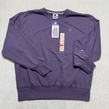Champion French Terry Soft Sweatshirt Women M NEW Purple Embroidered Tonal Logo