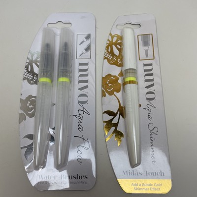 Tonic Studios Nuvo Aqua Flow Shimmer Brush Tip Pens: Midas Gold, Water Brushes