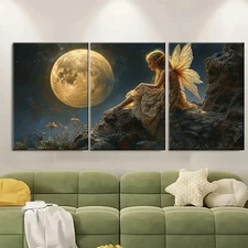 3pcs Moonlit Pixie Fairy Fantasy Decor W  Wall Art Canvas  Unframed/Framed