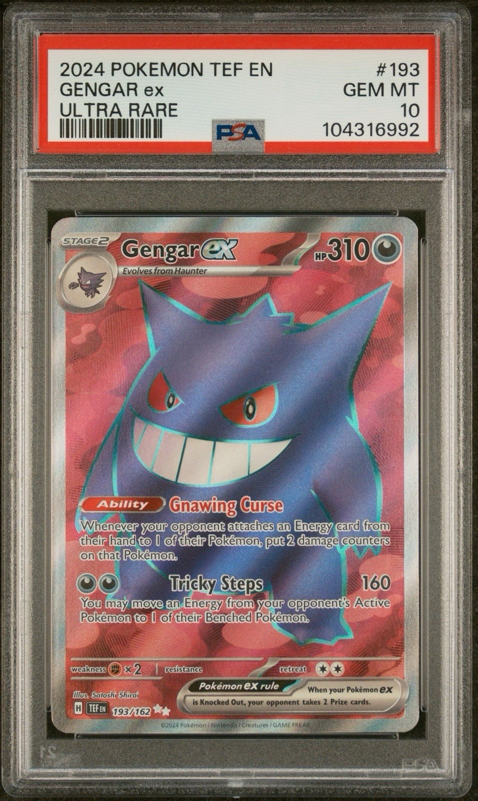 PSA 10 Gengar ex Ultra Rare Full Art 193 Pokémon Temporal Forces  