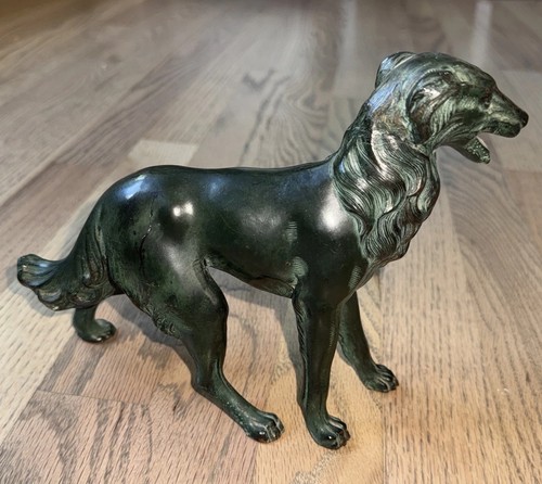 French Greyhound Dog Metal Sculpture Figure Animal Art Nouveau Figurine - Picture 2 of 12