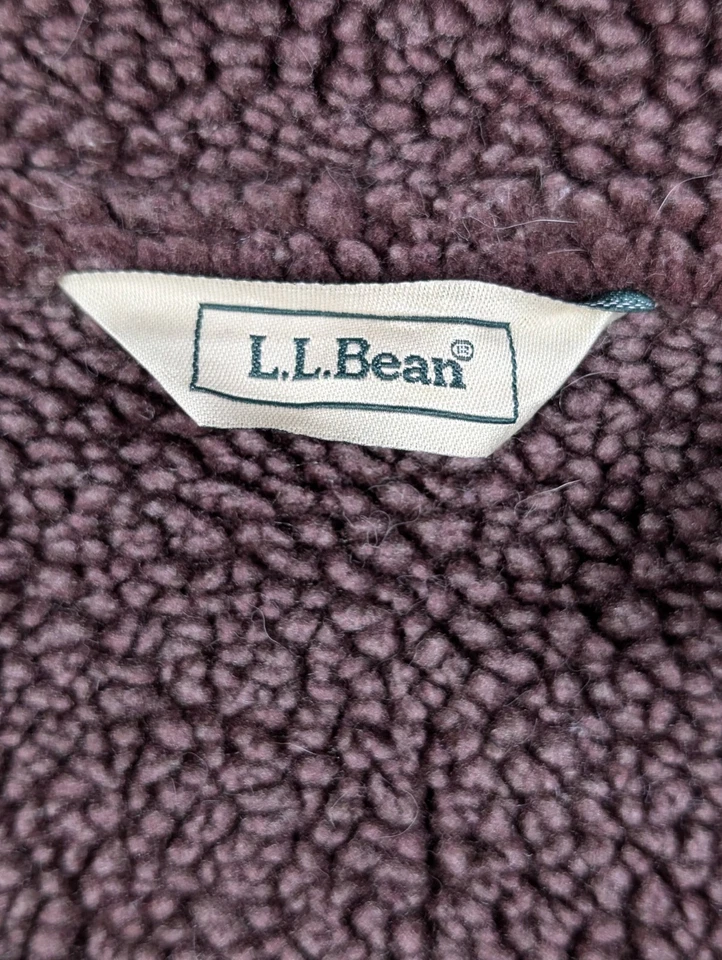 LL Bean Jacket Womens XL Petite Purple Button Sherpa Lined Chore Faux Suede Coat - Image 3 of 4