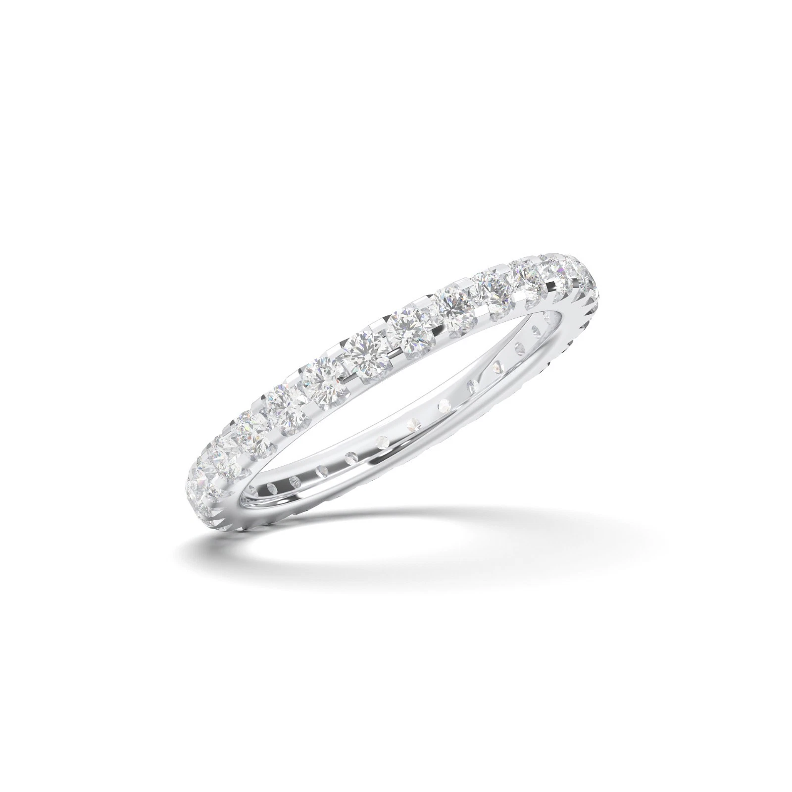 0.90Ct Round Cut Lab Grown Diamond/CVD Eternity Band 14k White Gold image-3
