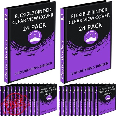 Fulmoon 1 Inch Black 3 Ring Binders 24pc