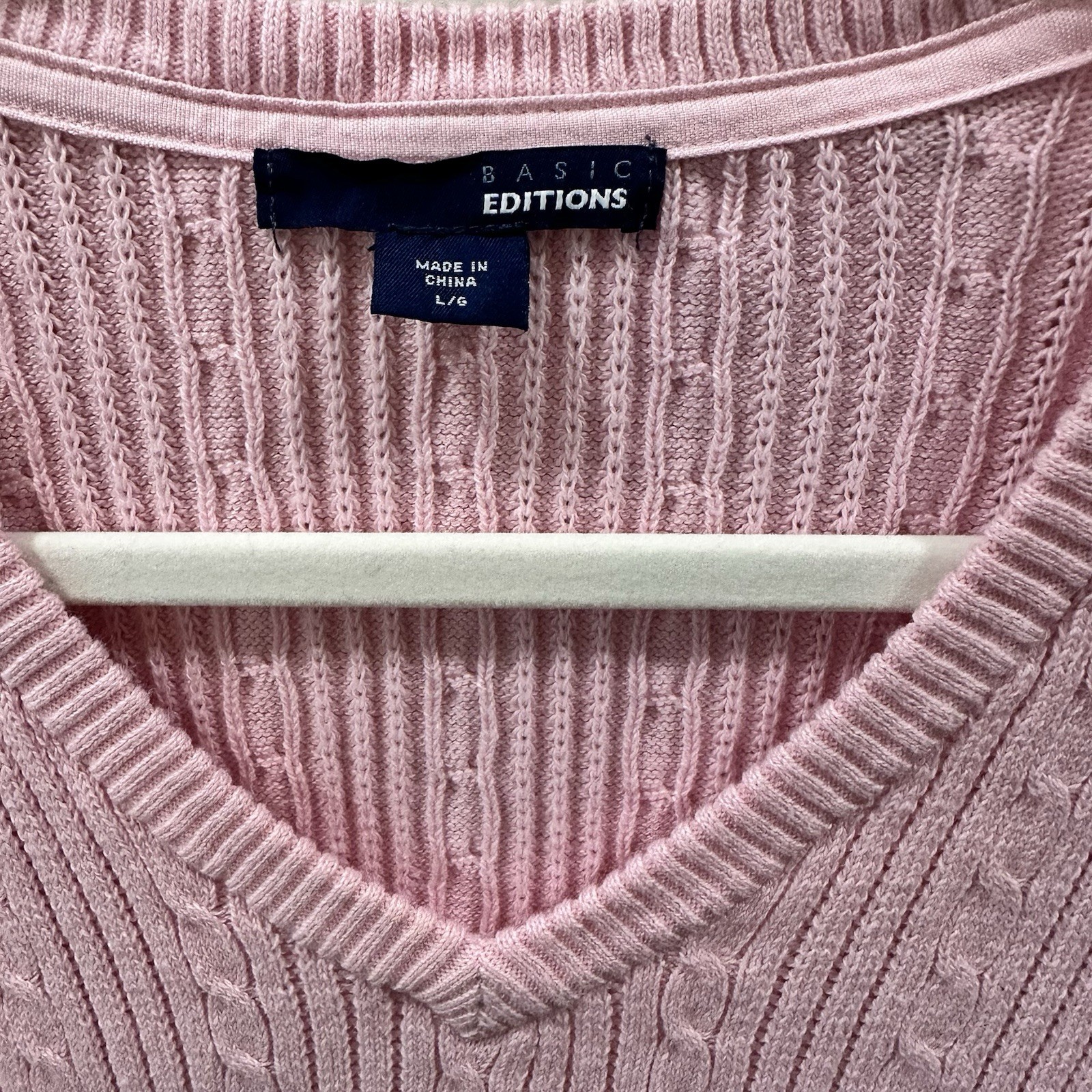 Basic Editions Womens Pink Cable Pullover Knit Lo… - image 4