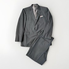 Hickey Freeman Men's Gray Blue Pin Striped Wool 2 Piece Suit 43R 38X30 USA Made