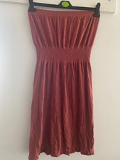 Atmosphere Primark Rust tan strapless bandeau stretchy beach dress elastic UK S