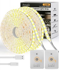 Under Cabinet Lighting Wireless, 2 Pack 5000mAh 13FT COB Motion Sensor Led Li...