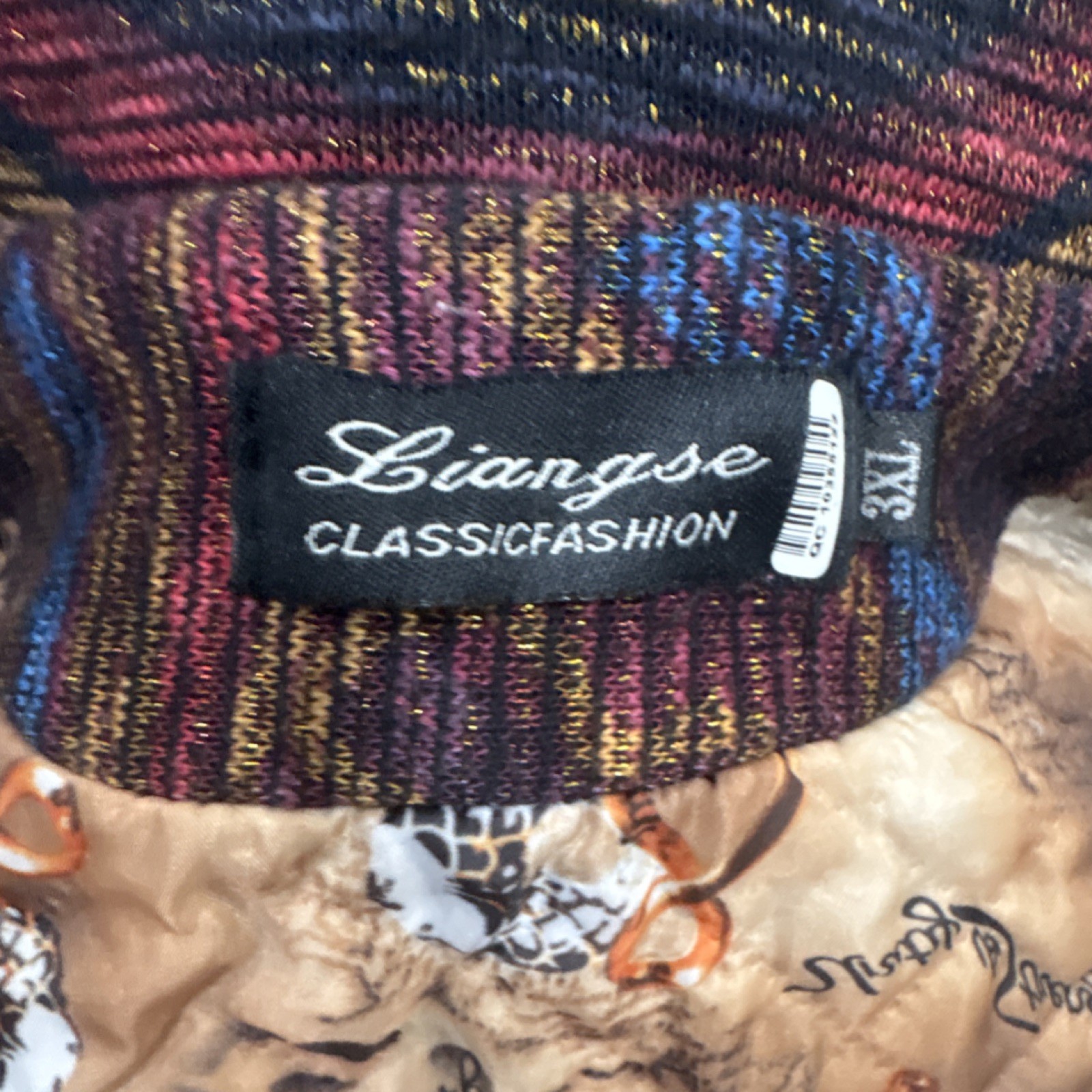 Liangse Women's Multicolor Patchwork Full Zip Emb… - image 4