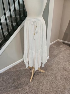 Gypsie Blu - White Maxi Skirt w/Drawstring Elastic Waistband (Size L)