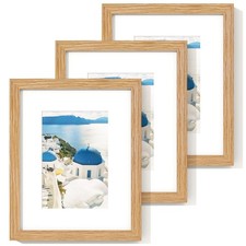 Axeman 8x10 Picture Frame - Solid Oak Wood 8''x10'' Frame With Mat For 5x7, 8...