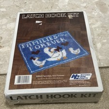 VTG national yarn crafts latch hook KIT FAMILIES ARE FOREVER 20x27  R862 Swans