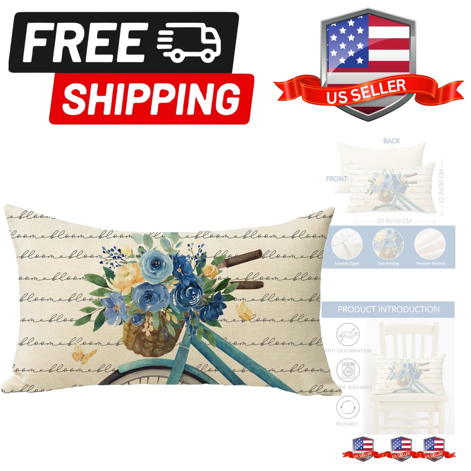 Lumbar Decorative Throw Pillow Cover 12 X 2...