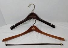 Lot/2: VTG Polo Ralph Lauren Wooden Suit Hangers: Both w/Gold Hook, 1 w/Pant Bar