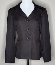 Collections for Le Suit womens brown blazer jacket three button lined size 10.