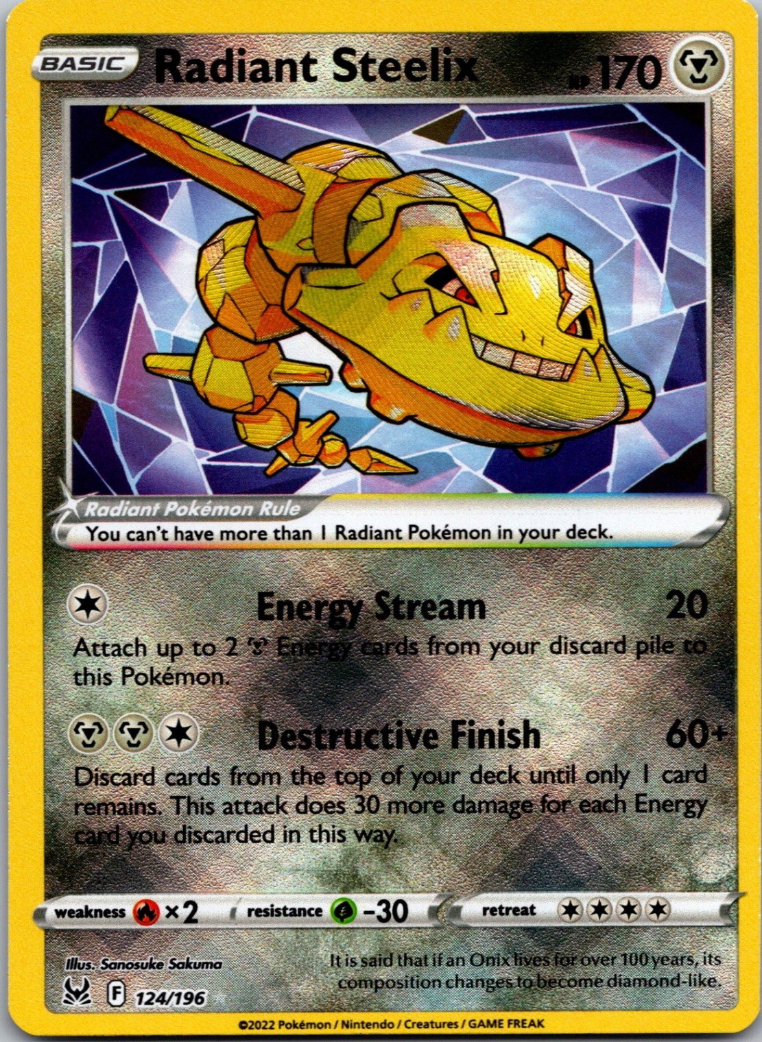 Radiant Steelix SWSH11: Lost Origin 124/196 NM
