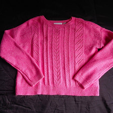 The Children's Place Girls Pink Cable Knit Pullover Sweater Crew Neck 10-12